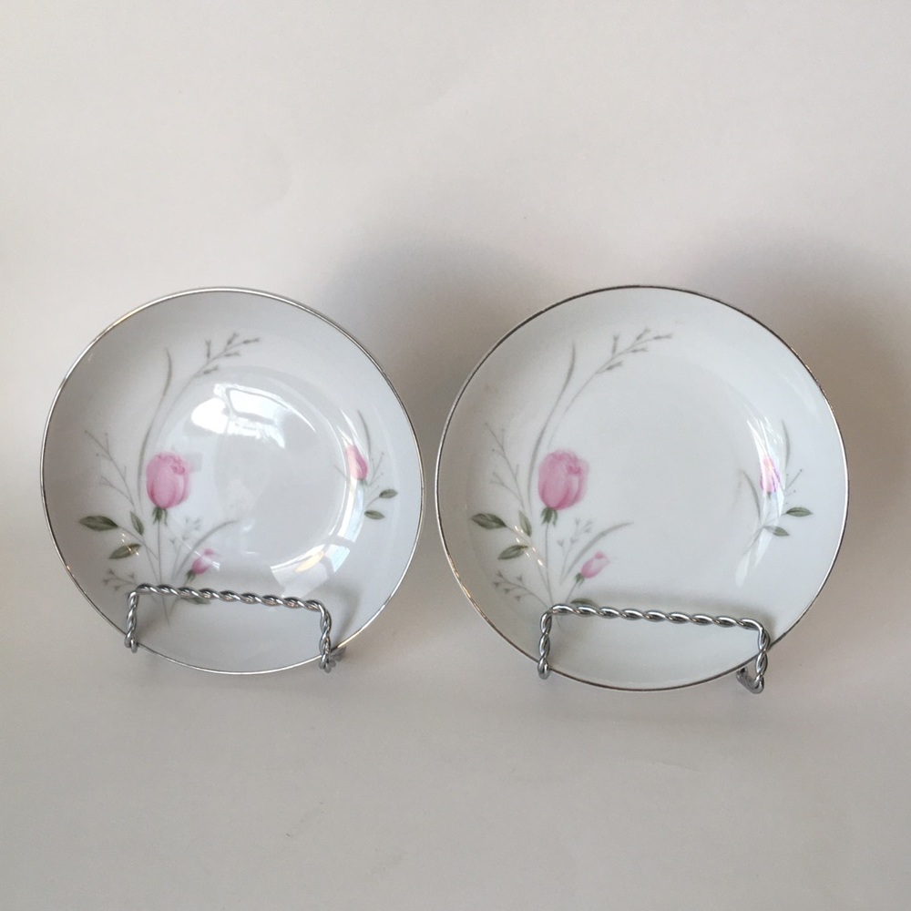 2 Vtg Fruit Bowls Diamond China Sterling Rose